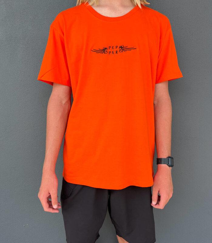 Pepper Embroidered Tee -   Hi Vis Orange
