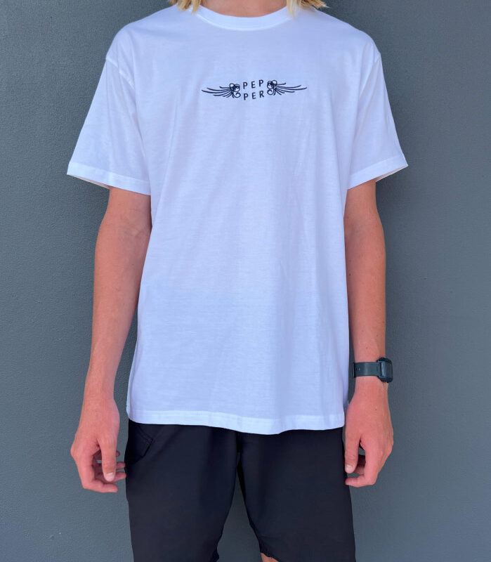 Pepper Embroidered Tee - White